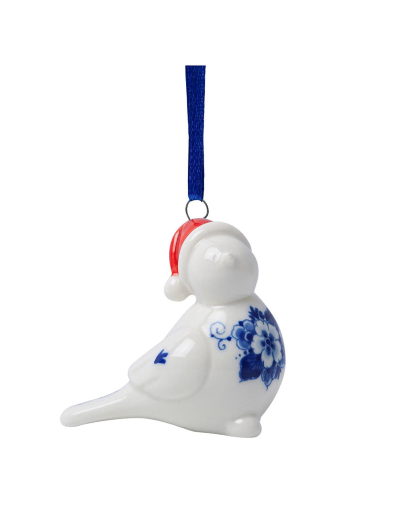 Christmas Ornament - Bird with Christmas Hat - Left