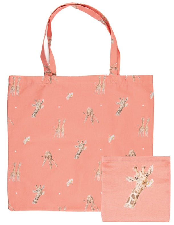 Foldable Shopping Bag - Giraffe - Flowers